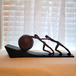 ❤❤ DECO 79POLYSTONE SPORTSMEN  HUMAN FIGURINE ABSTRACT SCULPTURE 8"X 23"